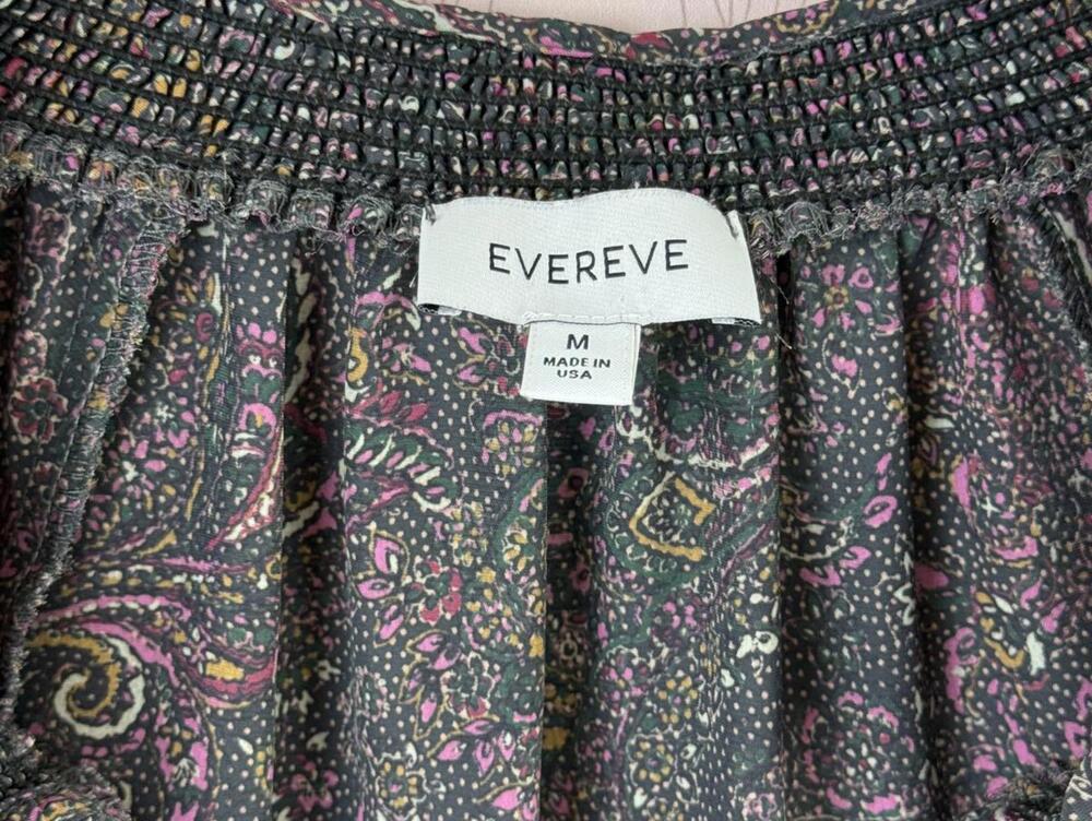 Evereve Green and Pink Paisley Print V-Neck Blouse - Size -Medium - Picture 5 of 6